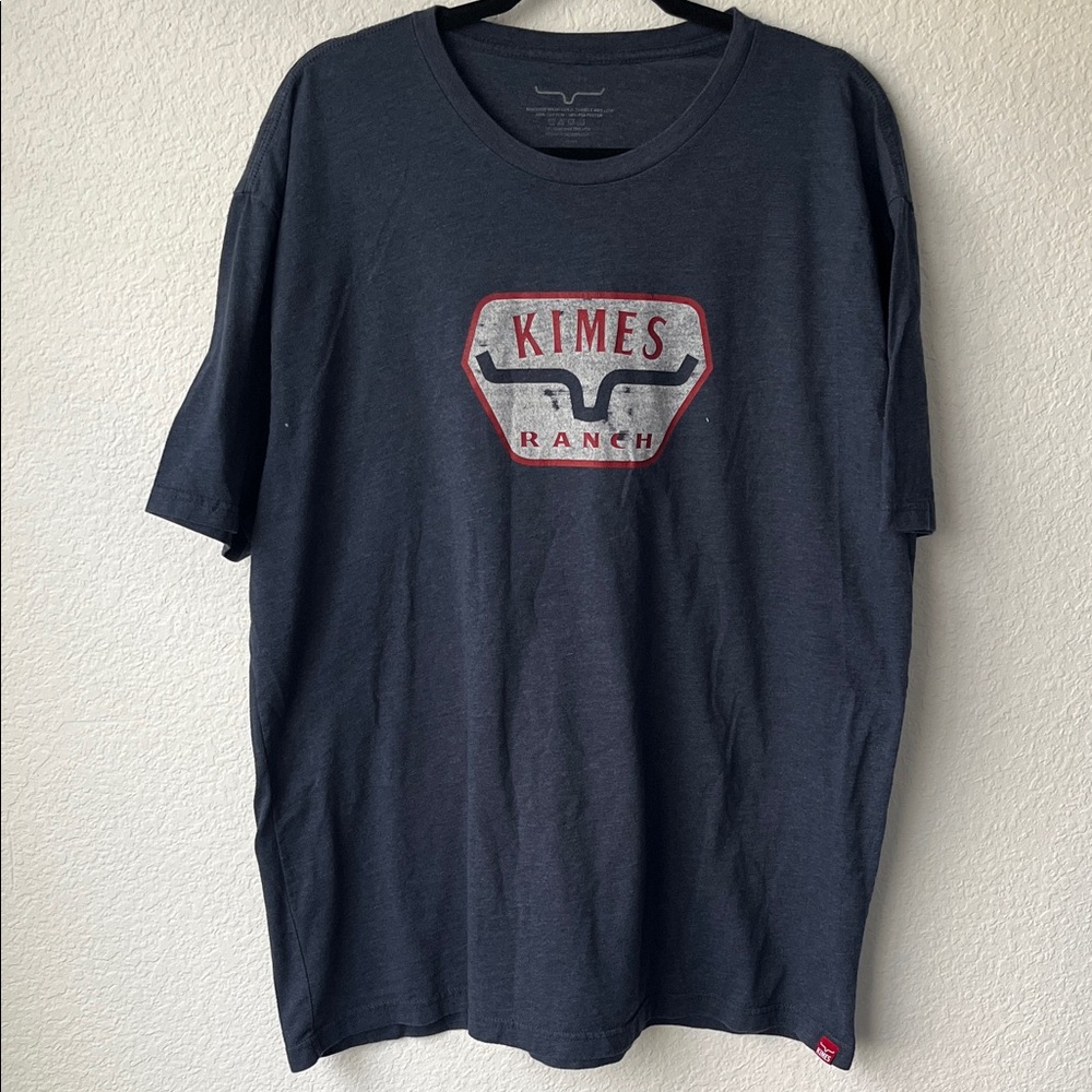 Kimes Ranch Dark Blue Grey Short Sleeve Tee with Logo